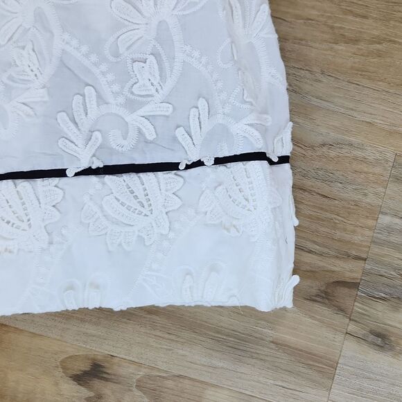 🔹️Anthropologie Wolven White Textured Floral Sleeveless Dress Small - Picture 8 of 12